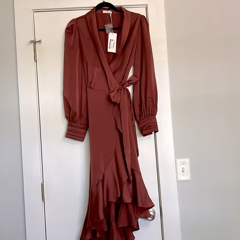 Bronze wrap dress